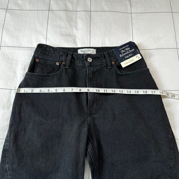 Abercrombie & Fitch Jeans Womens 27 Extra Short Black 90s Relaxed Curve Love New - Picture 8 of 11